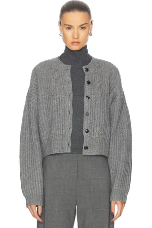 Leset Emma Rib Cardigan in - Grey. Size L (also in M, XL, XS).
