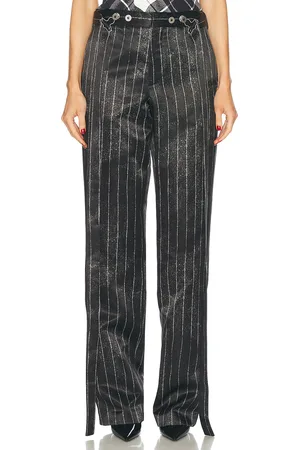 Jean Paul Gaultier Pinstripes Satin Tailored Trouser in - Black. Size 36 (also in ).