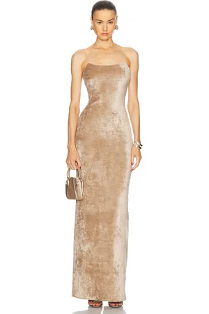 PRISCAVera Square Neck Maxi Dress in - Beige. Size L (also in ).