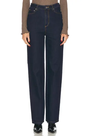 SER.O.YA Brooklyn High Rise Straight Jean in - Blue. Size 24 (also in 25, 27, 28, 29, 30).