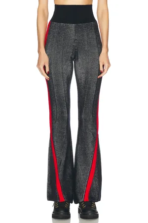 Perfect Moment Evie Knitted Flare Legging in Dark Charcoal Blue Red & Snow White - Red. Size L (also in M, S, XS).