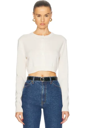 ENZA COSTA Cashmere Fitted Cardigan in - Ivory. Size XS (also in ).