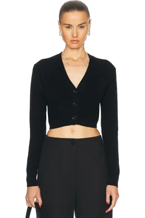 ENZA COSTA Cashmere Cropped V-neck Cardigan in - . Size L (also in S, XS).