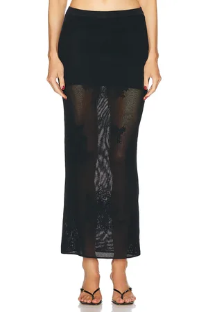 FLEUR DU MAL Lace Pointelle Maxi Skirt in - . Size M (also in S, XS).