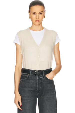 ÉTERNE Elton Cashmere Cardigan Vest in - Beige. Size M/L (also in XS/S).