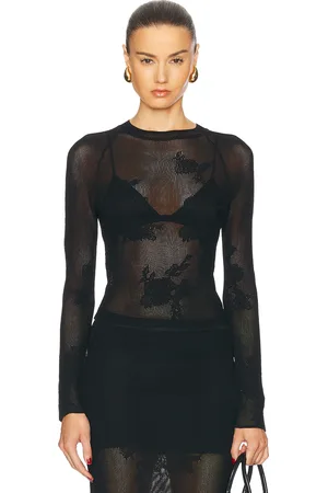 FLEUR DU MAL Lace Pointelle Long Sleeve Top in - . Size L (also in S, XS).