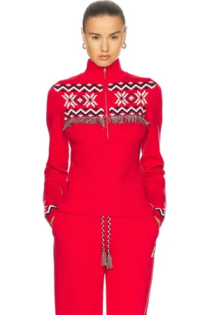 The Upside Après Ski Keystone Blanche Half Zip Sweater in - Red. Size L (also in M, XS).