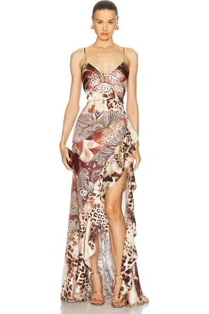 Retrofete Raelynn Silk Dress in - Brown. Size L (also in M, S, XS).