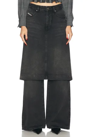 Diesel Wide Leg With Skirt Overlay in - Black. Size 28 (also in ).