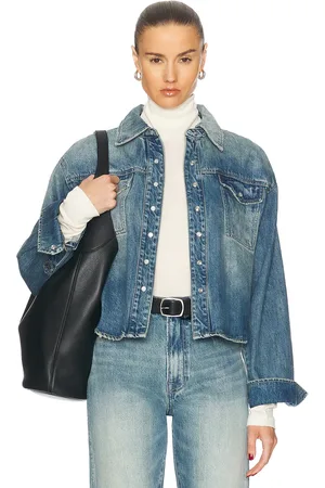 GRLFRND Michaela Denim Shirt in - Denim-Medium. Size XS (also in XXS).