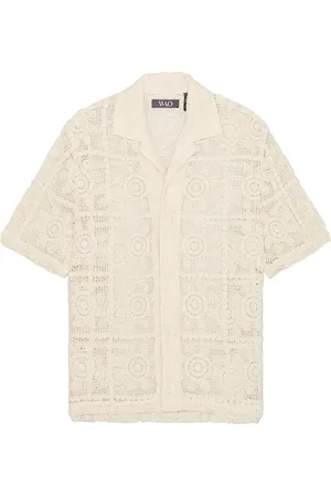 WAO Floral Crochet Camp Shirt in - Cream. Size S (also in XS).