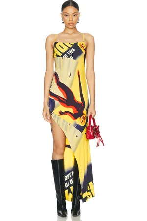 MONSE Lady Printed Draped Dress in - Yellow. Size 2 (also in ).