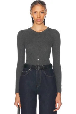 ENZA COSTA Silk Sweater Rib Fitted Longsleeve Cardigan in - Grey. Size L (also in ).
