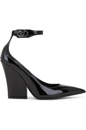 VALENTINO GARAVANI V Logo 105 Lockette Ankle Strap Pump in - Black. Size 36 (also in 36.5, 37.5, 38, 38.5, 39.5, 40).