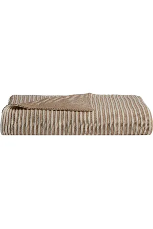 Parachute Organic Two Tone Rib Knit Throw in - Cream. Size all.