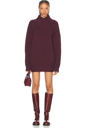 SER.O.YA Dessa Chunky Knit Sweater Dress in - Wine. Size M (also in S).