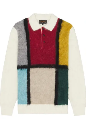 Beams Knit Polo Collar Line in - . Size L (also in M, XL/1X).