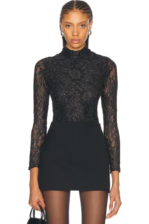 PATBO Metallic Lace High Neck Bodysuit in - . Size L (also in S, XS).