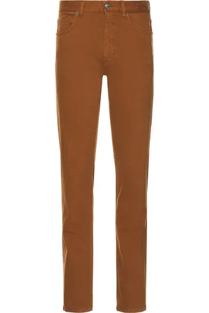 Ermenegildo Zegna Stretch Gabardine Denim Jean in - Brown. Size 30 (also in 34, 36).