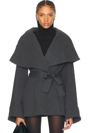 Norma Kamali Shawl Collar Peplum Jacket in - Grey. Size S (also in ).