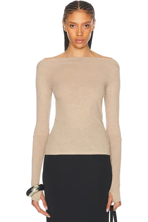 ENZA COSTA Cashmere Boatneck Top in - Beige. Size L (also in XS).