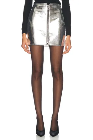 The Sei Zipped Leather Mini Skirt in - Metallic . Size 0 (also in 2, 4, 6, 8).
