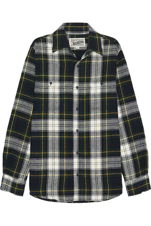 Schott NYC Plaid Cotton Flannel Shirt in - Navy. Size XL/1X (also in ).