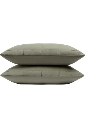 Parachute Linen Box Quilted Sham Set in - Green. Size STANDARD (also in ).