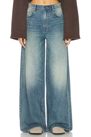 GRLFRND Luna Mid Rise Baggy Wide Leg in - Denim-Medium. Size 24 (also in 25).