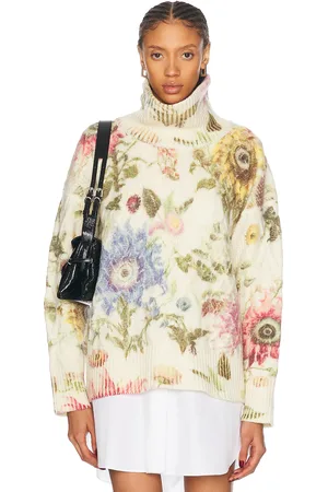 MONSE Chunky Floral Sweater in - Cream. Size S (also in ).