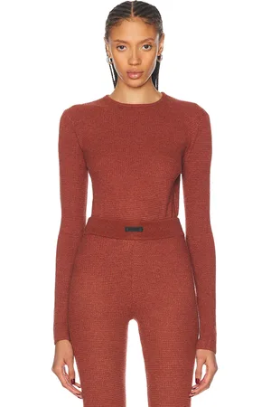 FEAR OF GOD Waffle Fitted Long Sleeve in - Red. Size S (also in XS).