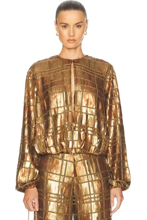ALEXIS Reis Sequin Long Sleeve Top in - Metallic . Size S (also in ).