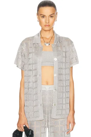 Calle Del Mar Short Sleeve Patchwork Shirt in - Grey. Size L (also in M).