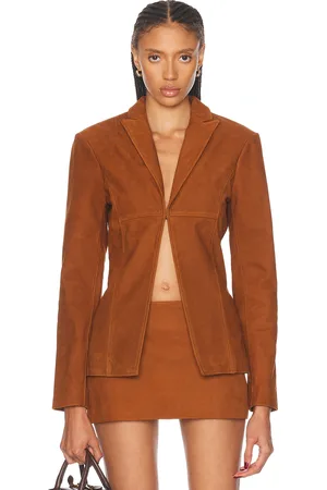 MIMCHIK Pinched Blazer in - Brown. Size 4 (also in 6).