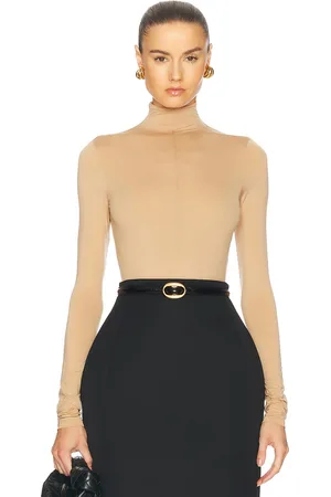 WARDROBE.NYC X Rosie Huntington-Whiteley RHW Long Sleeve Bodysuit in - Nude. Size L (also in ).