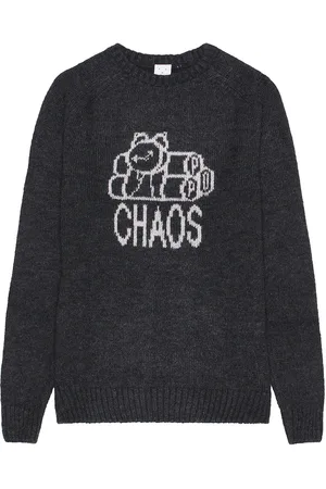 Pop Trading Company Knitted Chaos Crewneck Sweatshirt in - Charcoal. Size M (also in S, XL/1X).