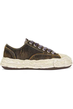 Maison Mihara Yasuhiro Peterson 23 Original Sole Washed Denim Low Top Sneaker in - Brown. Size 41 (also in 42, 43).
