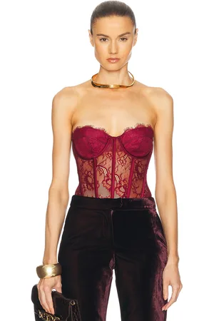 Retrofete Otto Lace Bodysuit in - Red. Size L (also in M, S, XL, XS).