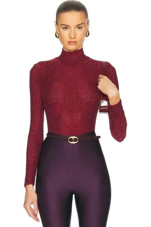 Retrofete Weylyn Mesh Top in - Burgundy. Size L (also in S).
