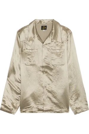 Pins & Needles Long Sleeve Cowboy One-up Shirt In in - Grey. Size L (also in ).
