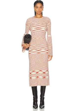 SIMON MILLER Axon Knit Dress in - Cream,Rust. Size XL (also in ).