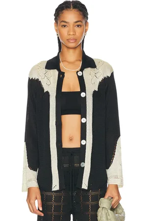 Calle Del Mar Western Pointelle Shirt in - Black. Size L (also in S).