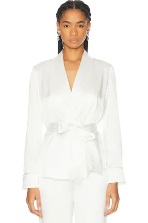 FLEUR DU MAL X Galia Lahav Beaded Fringe Silk Smoking Jacket in - . Size L (also in S, XS).