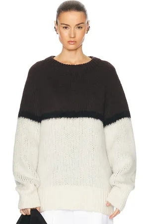 Khaite Martina Sweater in - Chocolate,White. Size S (also in ).