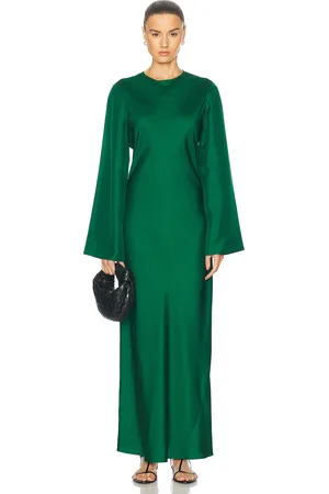 Rohe Minimal Wide Sleeved Silk Dress in - Green. Size 34 (also in 38).