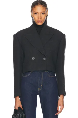 GRLFRND X Emily Gemma The Short Coat in - Grey. Size L (also in M, S, XL, XS, XXS).