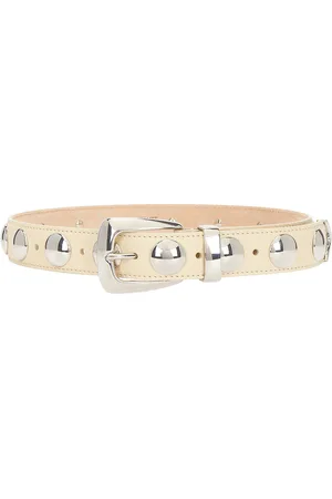 Khaite Benny 30mm Stud Belt in - Ivory. Size 70 (also in ).