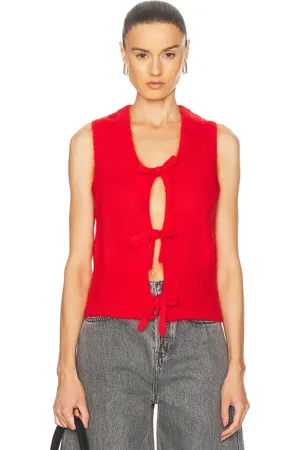 Ganni Sleeveless Vest in - Red. Size M (also in XL, XS).