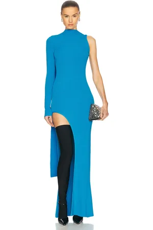 DAVID KOMA Asymmetric Cut One Sleeve Dress in - Blue. Size L (also in ).