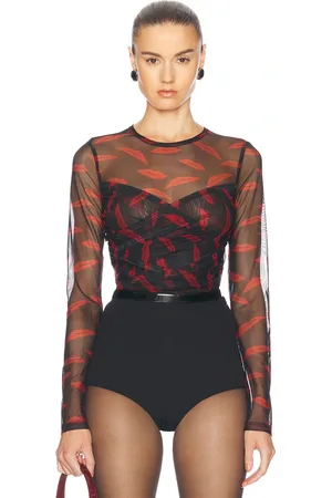 SIMON MILLER Kinny Mesh Top in - Black. Size L (also in S, XL, XS).
